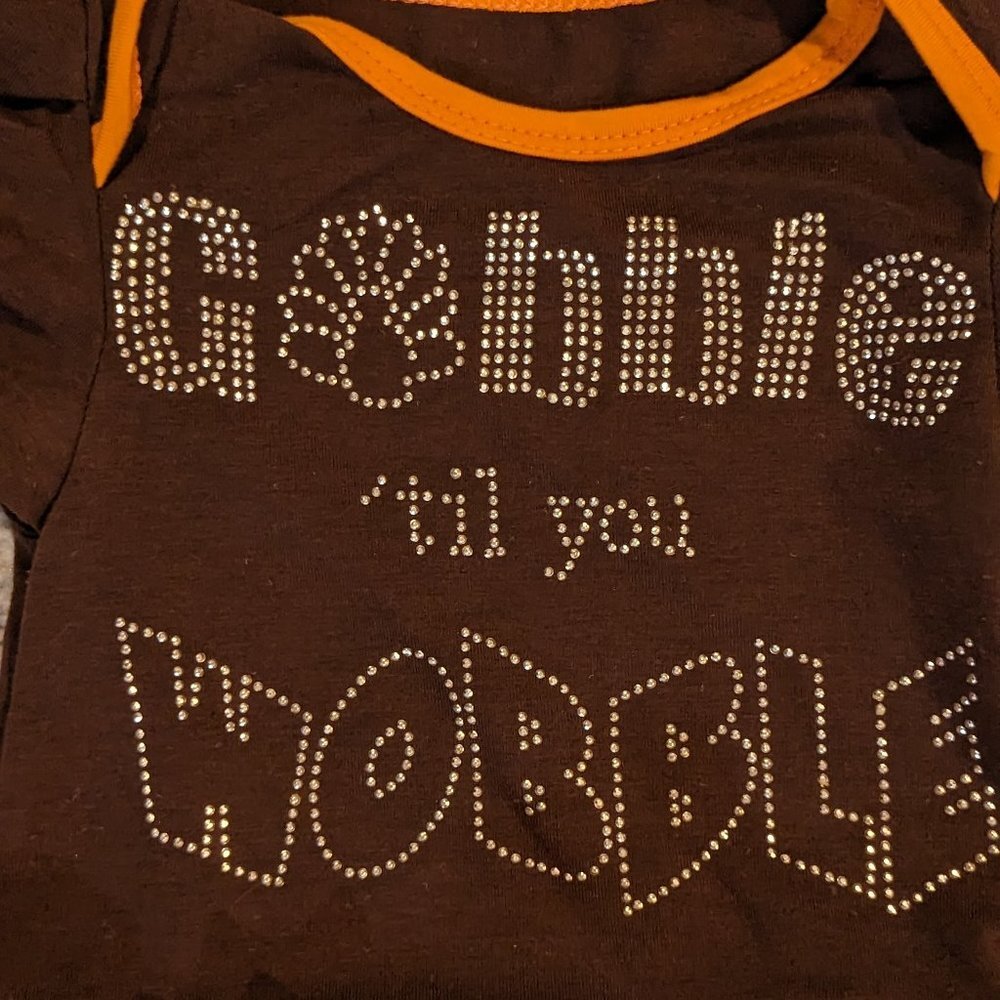 Thanksgiving Baby Girl Tutu Dress Studs Gobble Til You Wobble New 3-6M - Picture 3 of 8